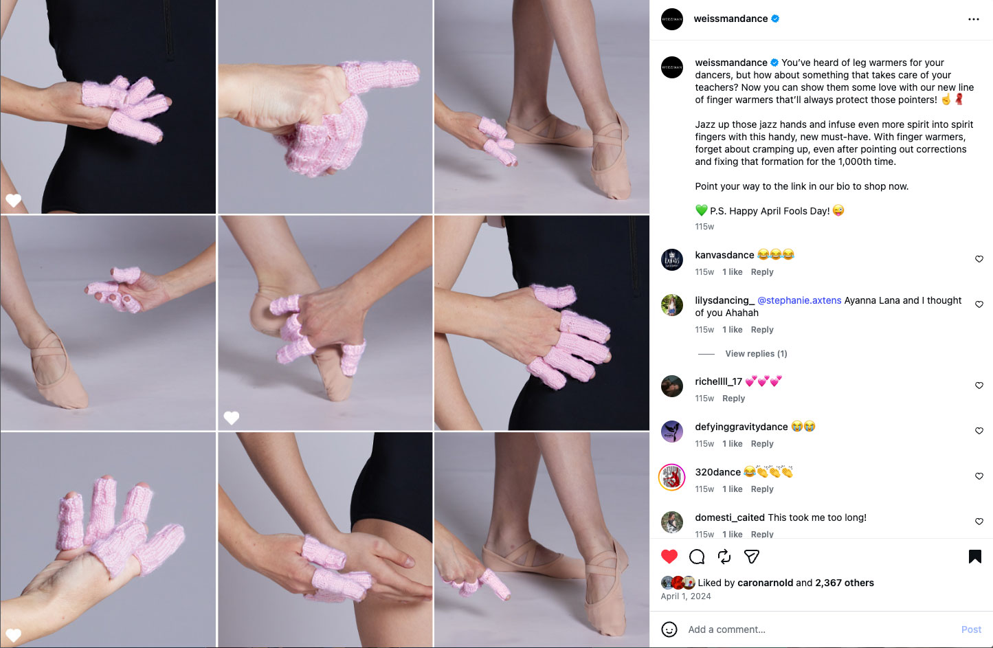Weissman Dancewear Social Media