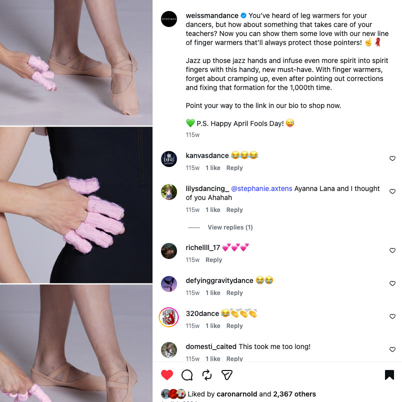 Weissman Dancewear Social Media
